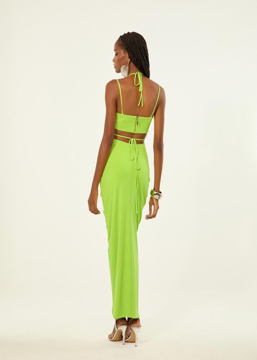 Conjunto De Malha Top E Saia Midi Season - Maca Verde