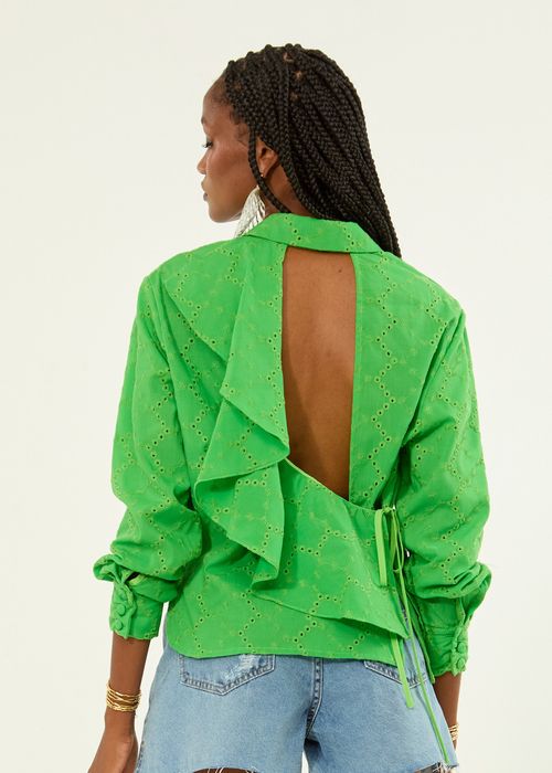 Camisa Manga Longa Detalhe Vazado - Energy Green