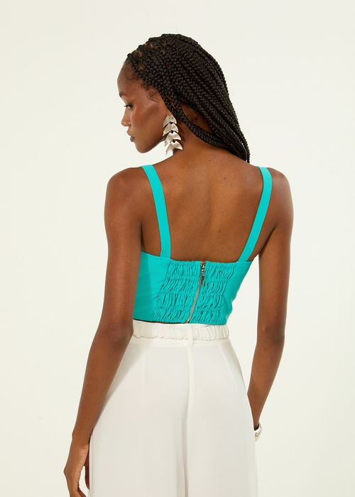 Cropped Alfaiataria Drapeado Visco Soft - Pool Blue