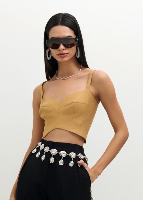 Cropped Alfaiataria Essencials - Camel