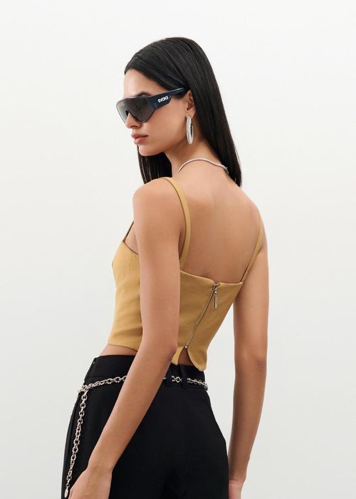 Cropped Alfaiataria Essencials - Camel
