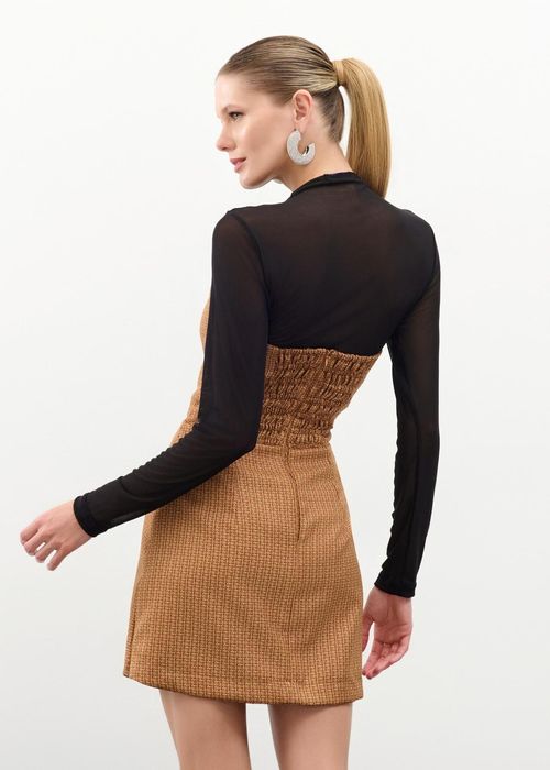 Vestido Curto Tweed Amelie - Camel