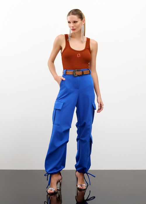 Calça Cargo De Malha Twill Mesh - Real Blue