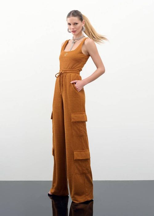 Conjunto Blusa Calça Tricot Luxemburgo - Camel