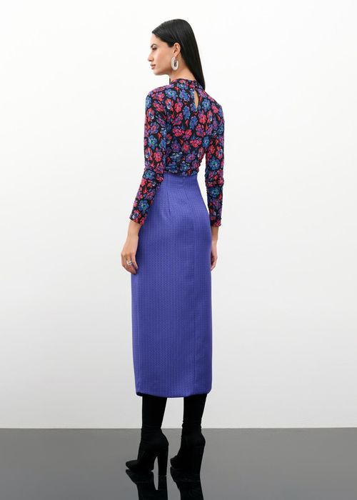Saia Mídi Tweed Amelie - Uva