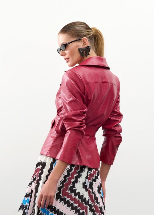 Casaco Cinto Croco Leather - Cherry