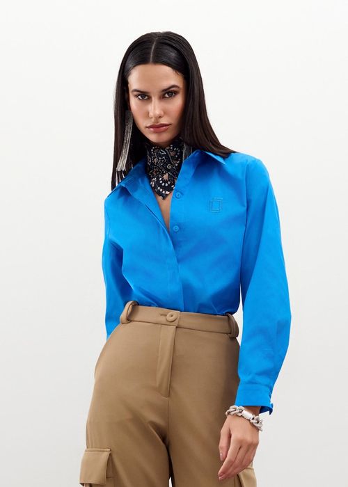 Camisa Classic Em Tricoline Cotton Collection - Azul