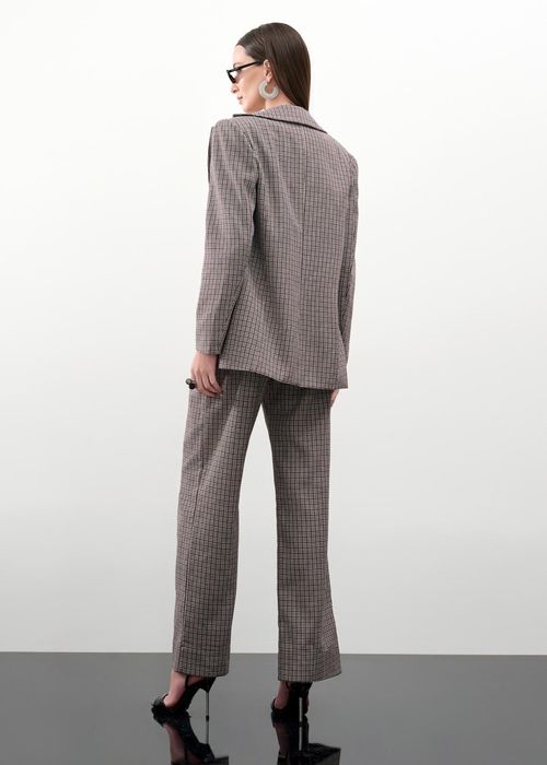 Calça Wide Leg Xadrez Clericot - Cherry