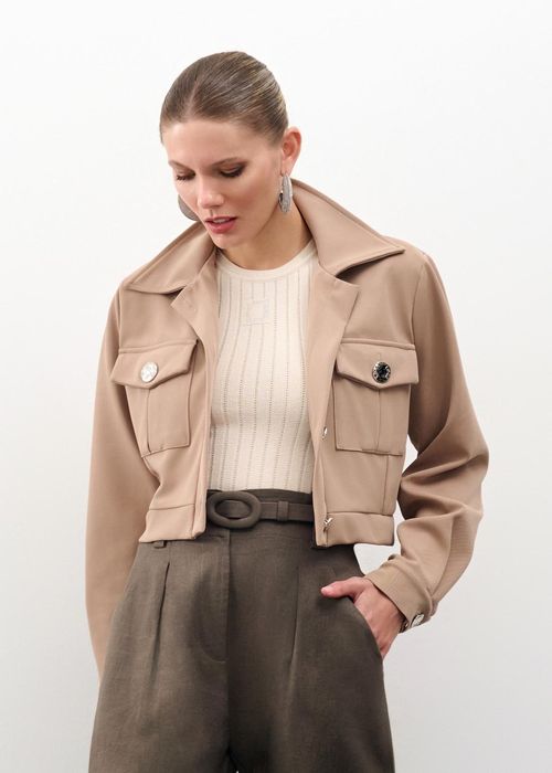 Casaco Cropped Dense Twill - Aveia