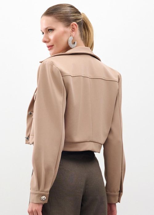 Casaco Cropped Dense Twill - Aveia
