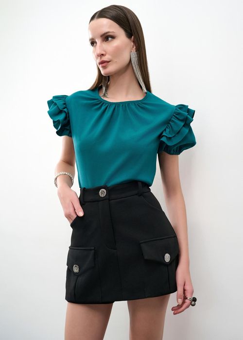 Short Saia De Malha Dense Twill - Preto