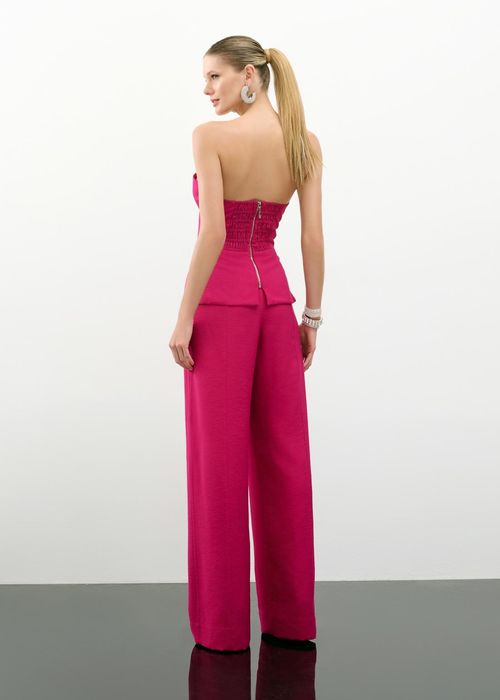 Conjunto Corset E Calça Wide Leg Alfaiataria - Cherry