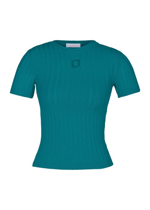 Blusa Manga Curta Tricot Lore - Laguna Blue