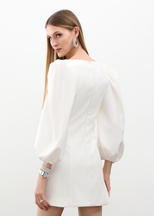 Vestido Curto Crepe Satin - Off White