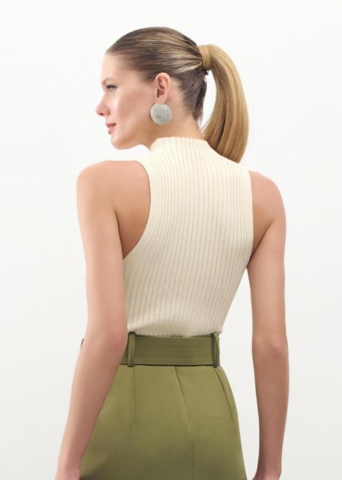 Blusa De Tricot Gola Alta - Off White