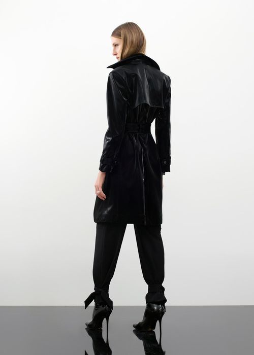 Trench Coat Leather Glow - Preto