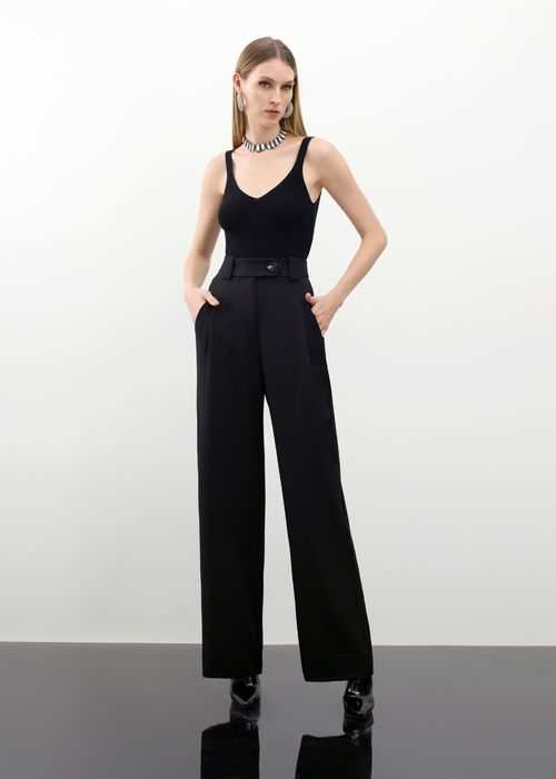 Calça Wide Leg Alfaiataria Business - Preto