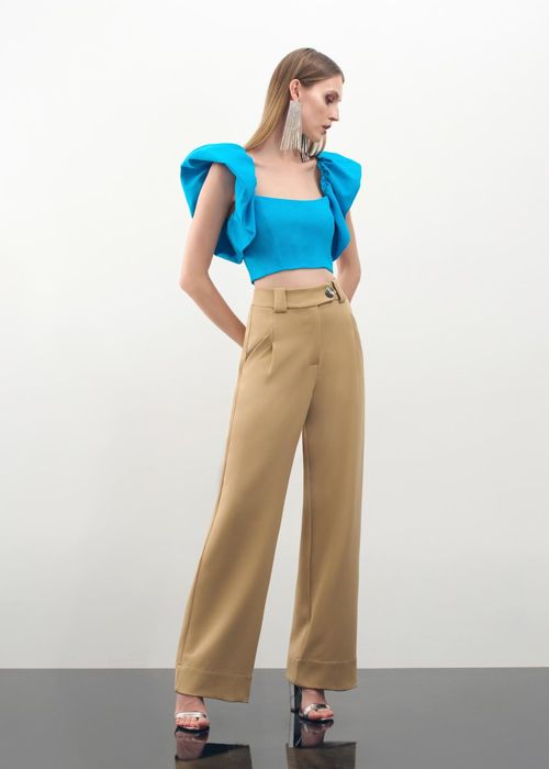 Calça Wide Leg Alfaiataria Business - Camel