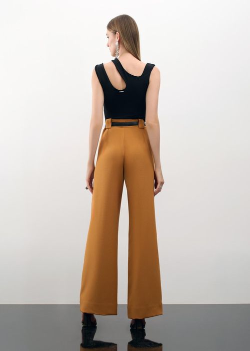 Calça Wide Leg Alfaiataria Genebra - Camel