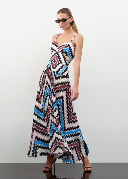 Vestido Maxi Mídi Com Saia Plissada - Unica
