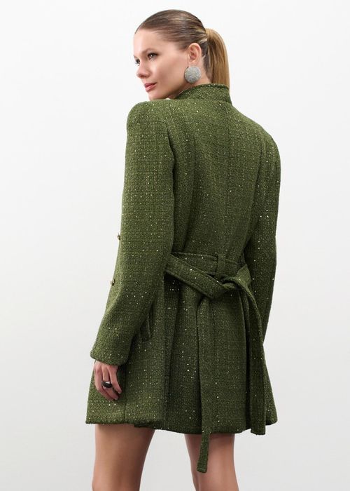 Maxi Casaco Em Tweed Golden - Oliva