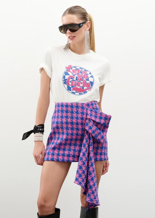 Mini Saia Laço Tweed Grid - Unica