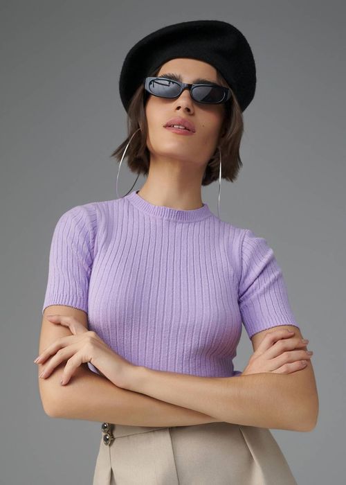 Blusa Manga Curta Tricot - Violace